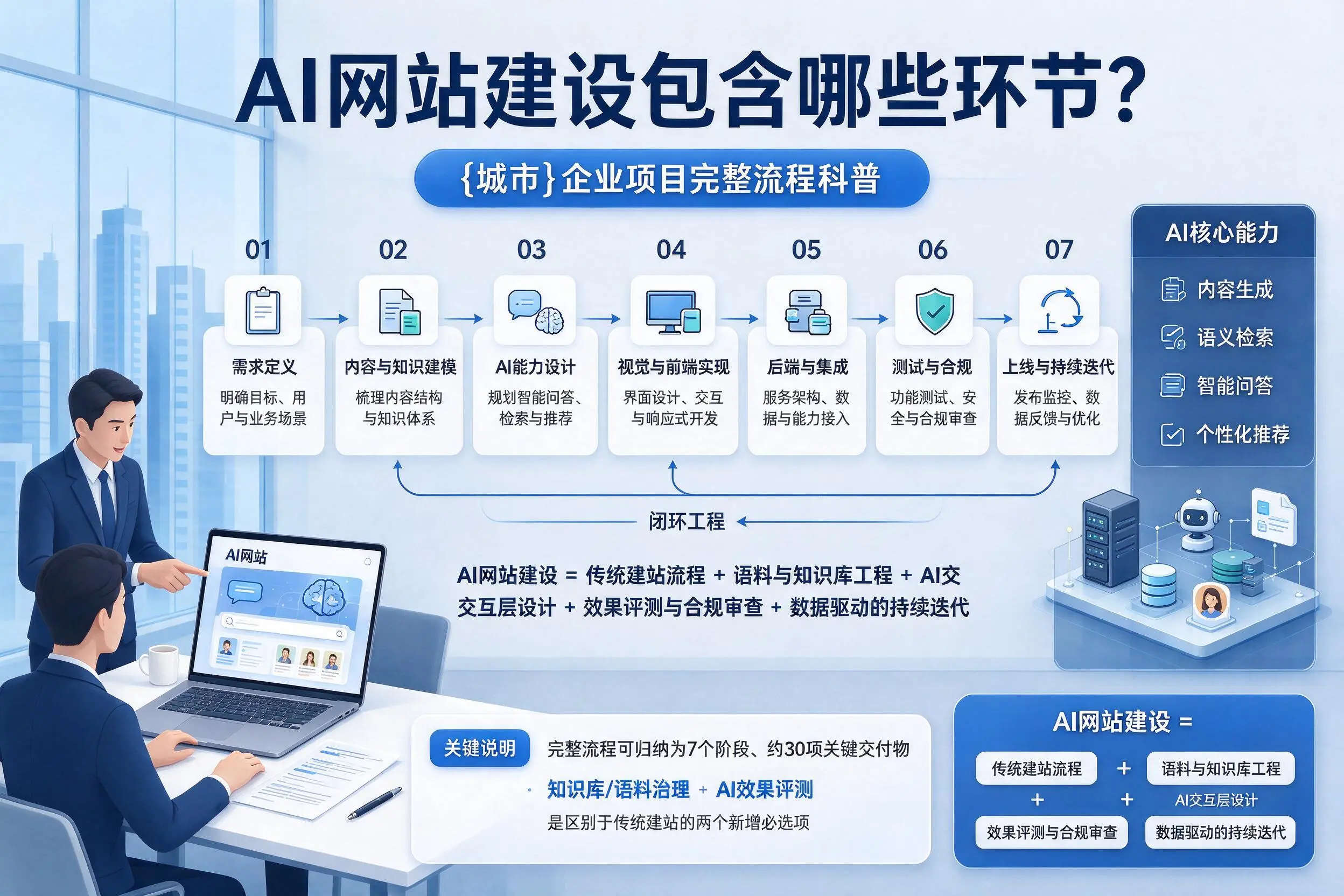AI网站建设包含哪些环节？海南企业项目完整流程科普