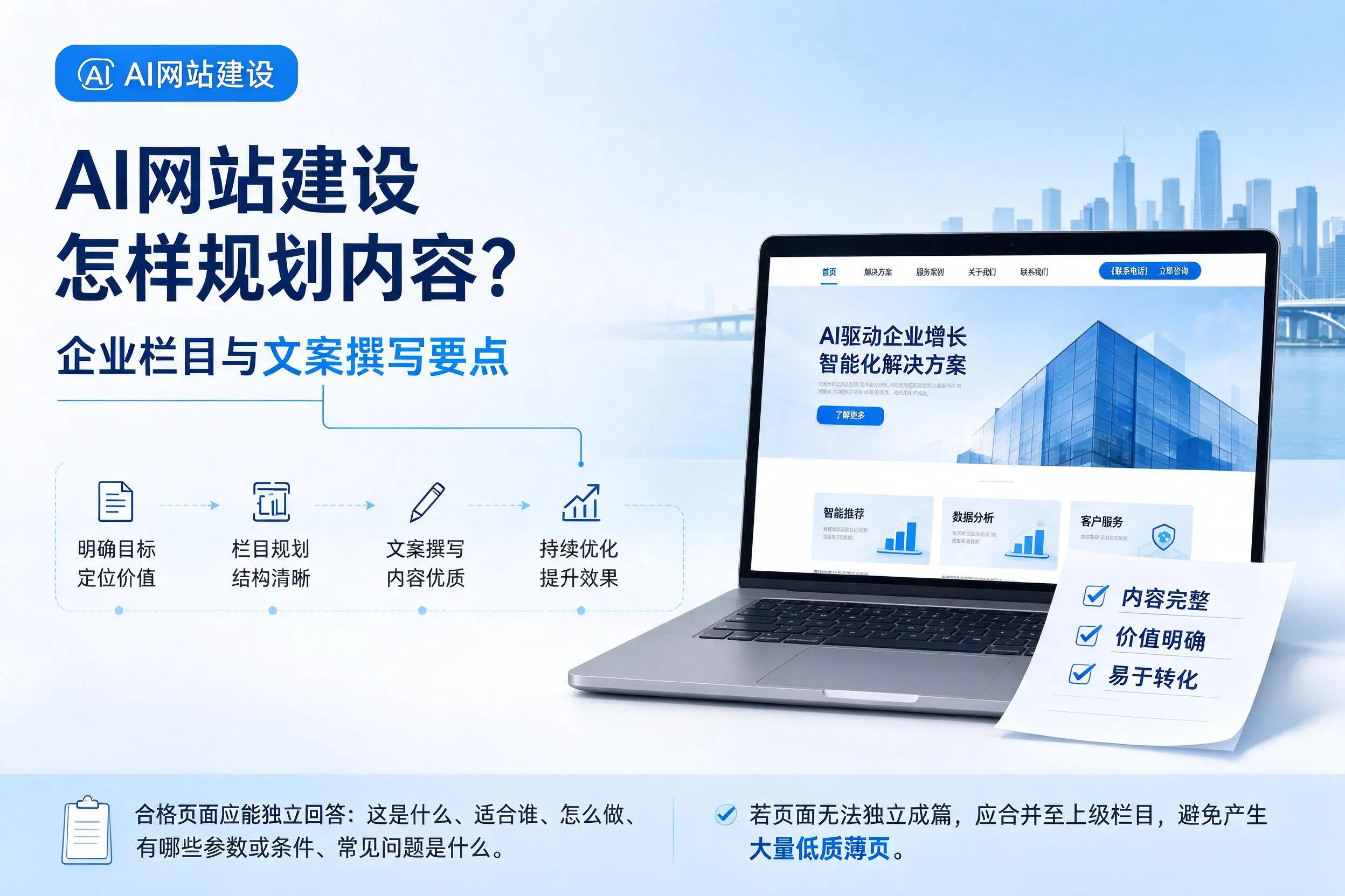 AI网站建设怎样规划内容?海南企业栏目与文案撰写要点